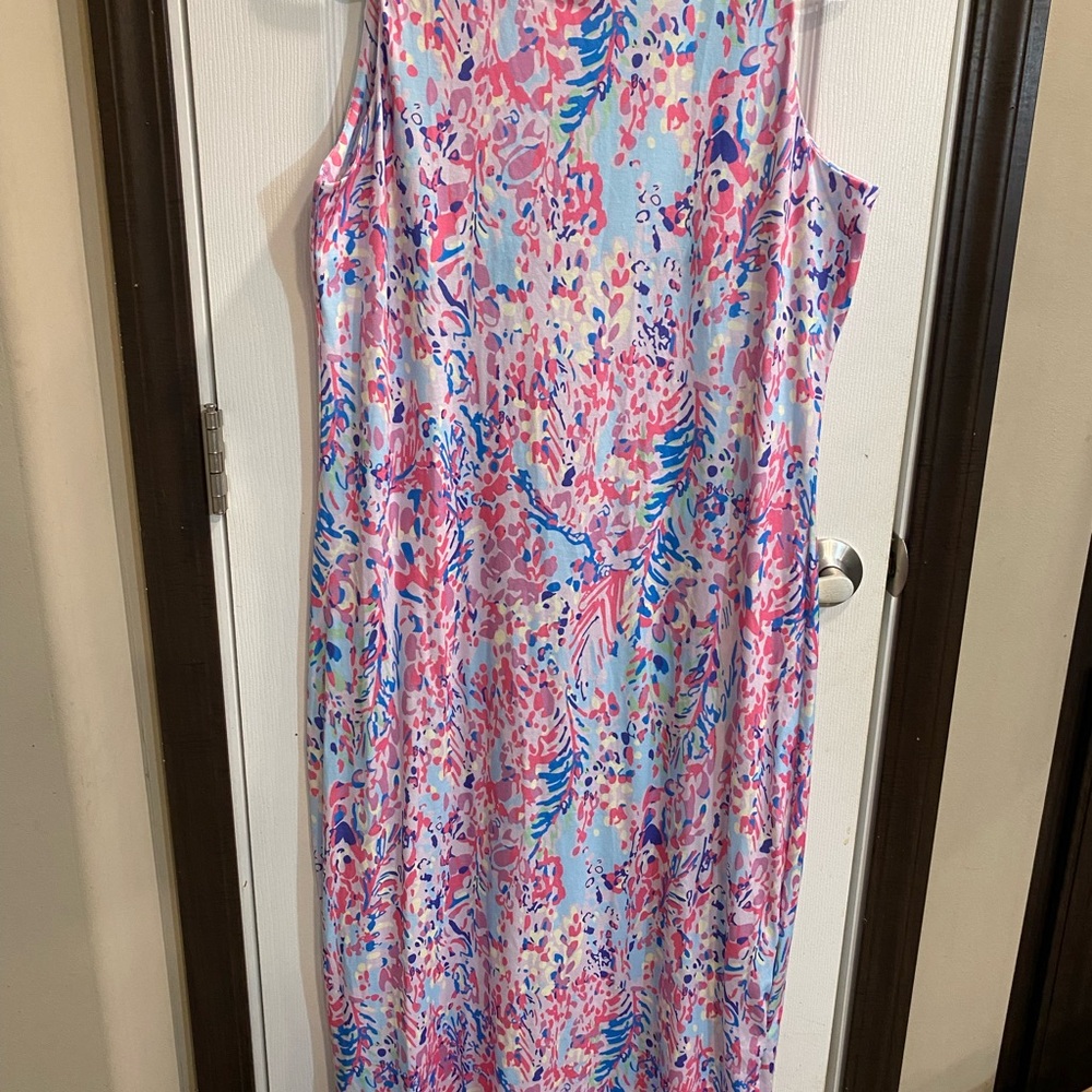 Floral Sleeveless Dress - Pink and Blue